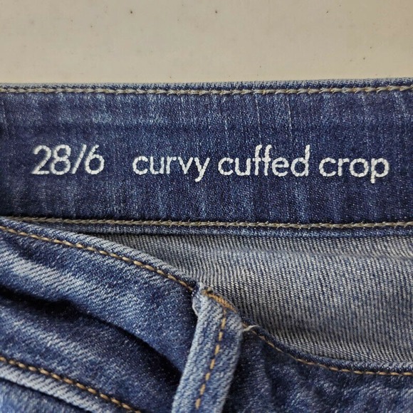 CC - Ann Taylor Loft Curvy Crop Jeans Women's 28/6 Dark Wash Mid Rise Stretch - Picture 3 of 6